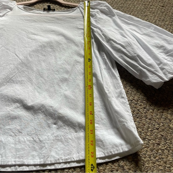 Massimo Dutti White Cotton Poplin Puff Sleeve Blouse Sz 4 EUR 36 Minimalist Chic - Picture 6 of 11